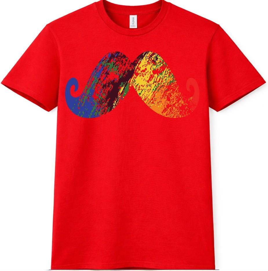 Colourful Moustache T-Shirt Unisexs Unisexs Funny Graphic Tee Rainbow Hipster Gift S