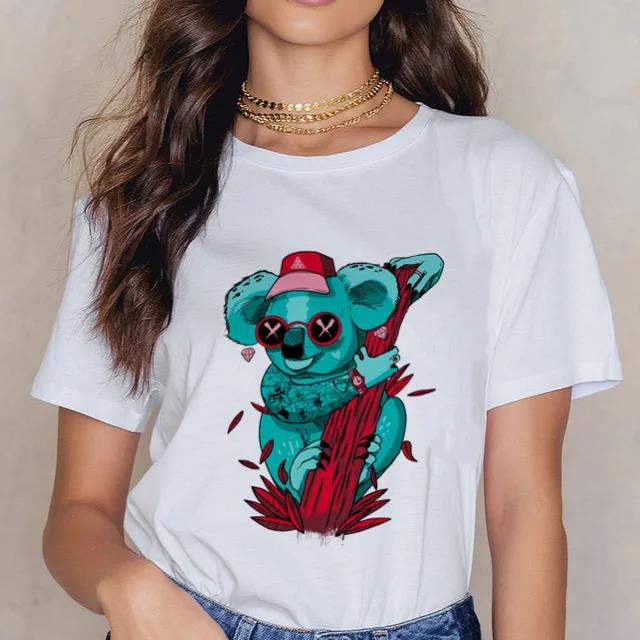 Damen Cartoon Kawaii Tier Koala Druck Damen T-Shirt Harajuku Ropa Mujer Grafik Große Größen T-Shirt Lässig Streetwear T-Shirts