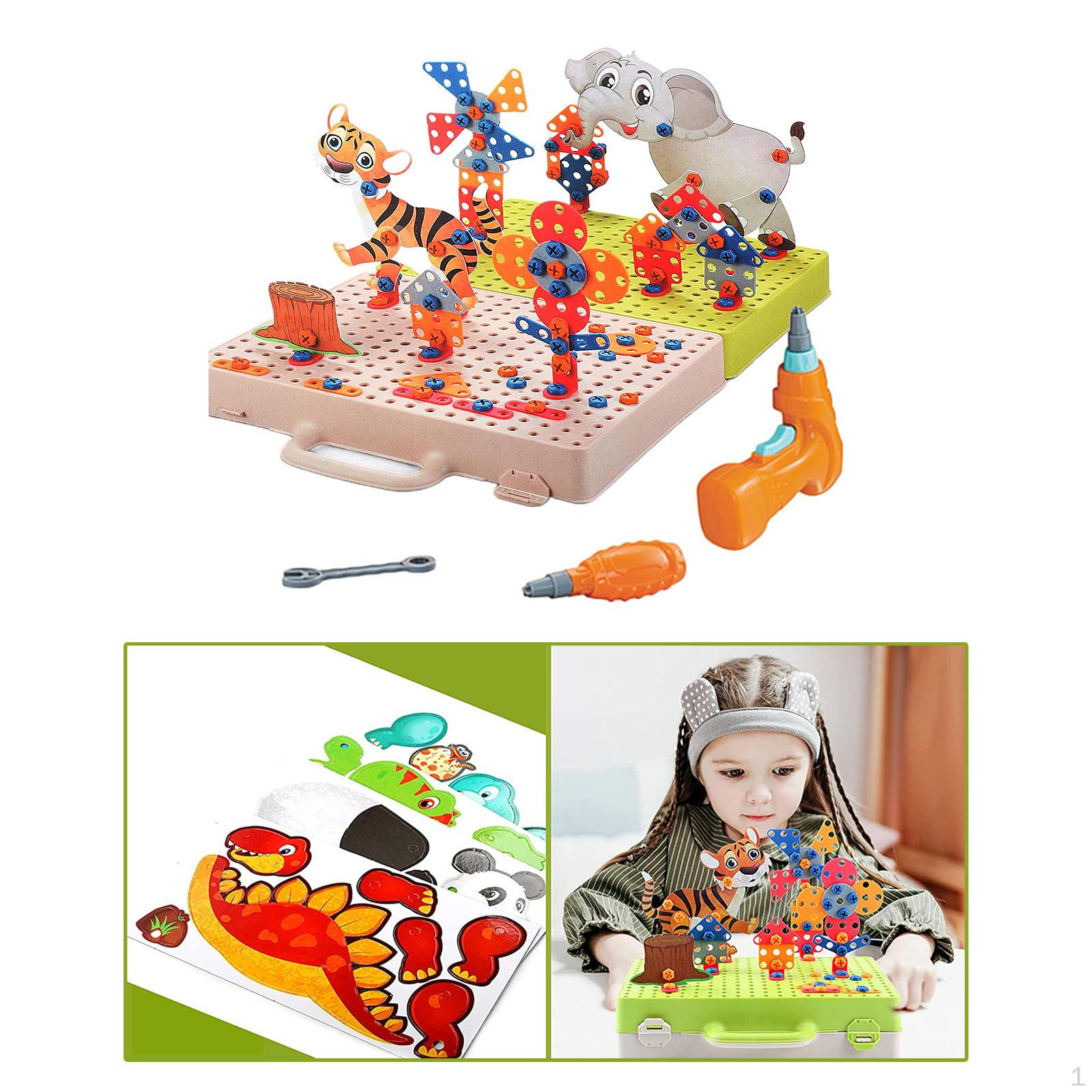 Children puzzle Screw Pegs Educational Toys DIY Box Gift D