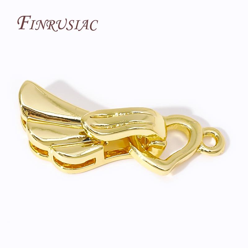 

Angel Wings Heart Connector Clasps 18K Gold Plated Fastener Closure Lock Clasps Accessories For DIY Beading Jewelry Making 2 Pieces