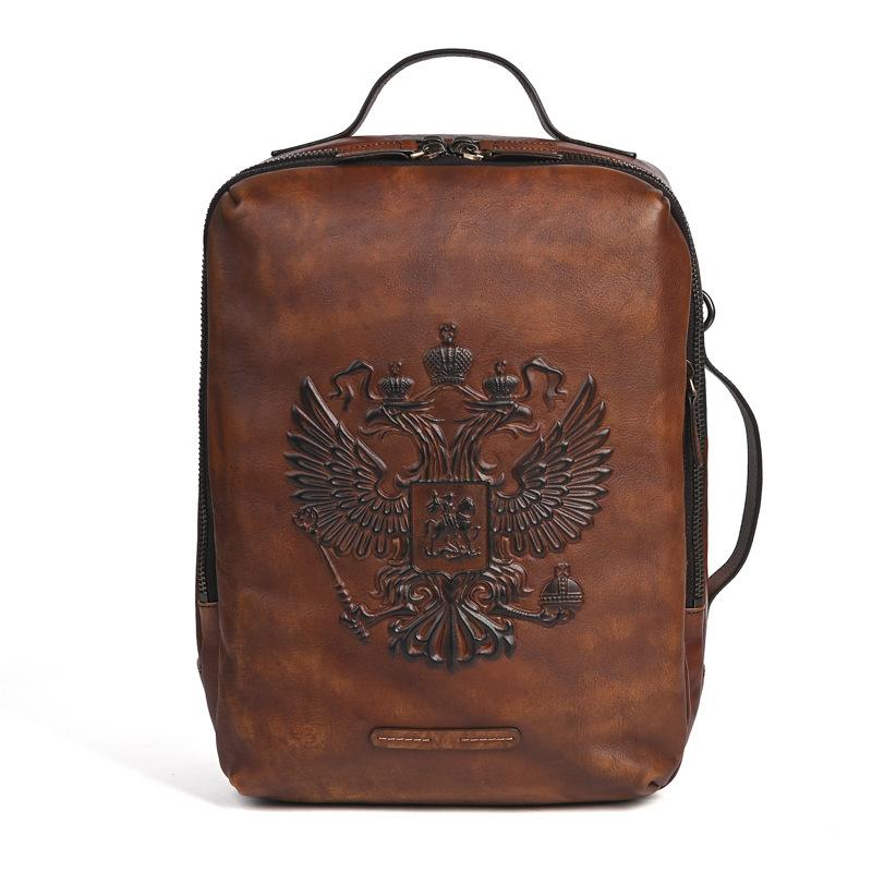 

Retro Trendy Layer Vegetable Tanned Cowhide Backpack, Handmade Backpack, Men s Casual Travel Bag, Computer Bag
