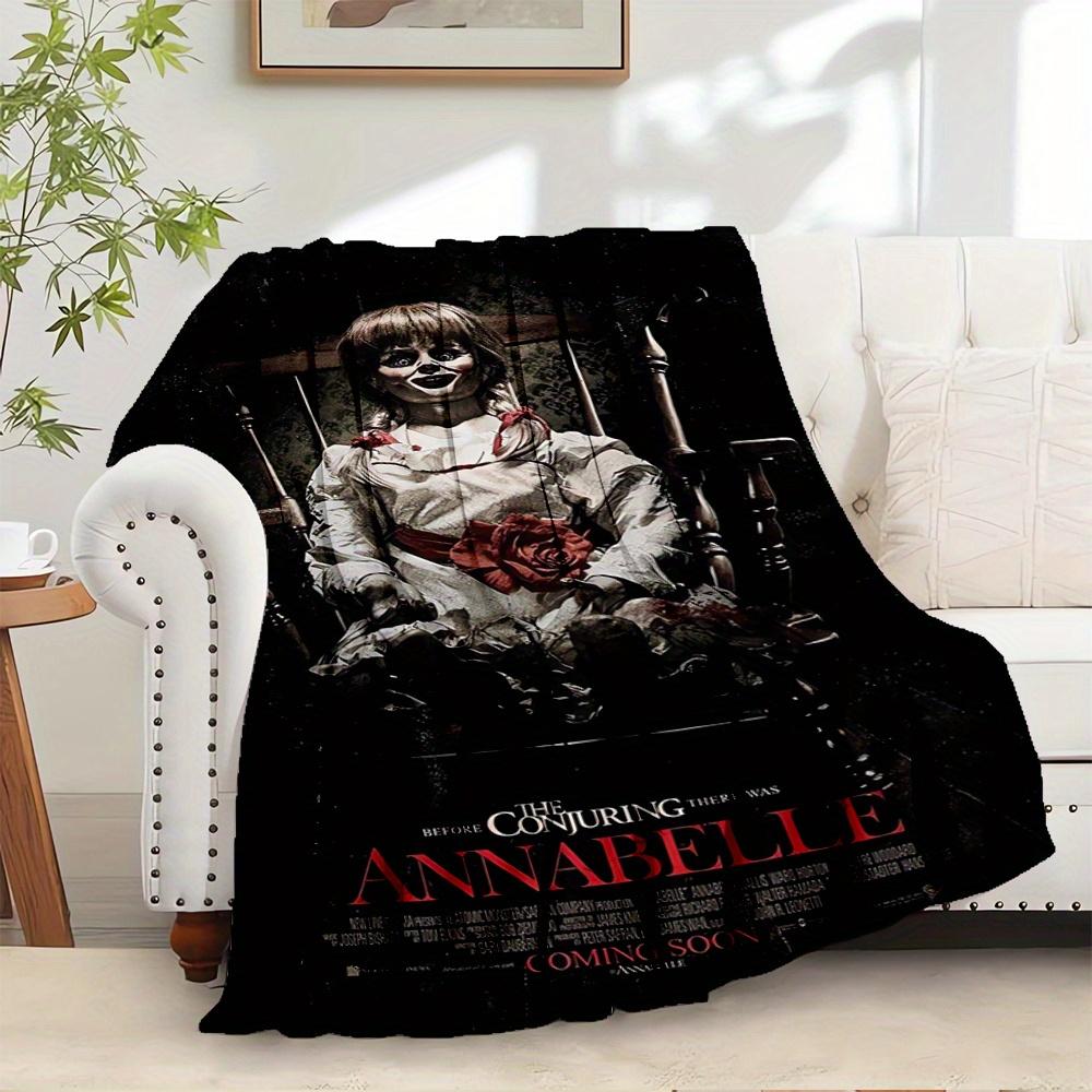 

For Annabelle,Horror,Doll-Themed Flannel Blanket, Glam Style, Digital Print, All-Season Comfort, Tear-Resistant, Knitted Craftsmanship, Poly 100x150cm