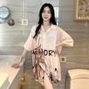 Women's Short Sleeve Ice Silk Sleep Dress Nightgown Plus Size 4XL Pajamas Shirt Sundress Loose Home Clothes