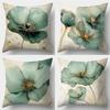 Vibrant Natural Green Blue & Golden Botanical Print Throw Pillow Sofa Bed Living Room Office Beach Theme Decor