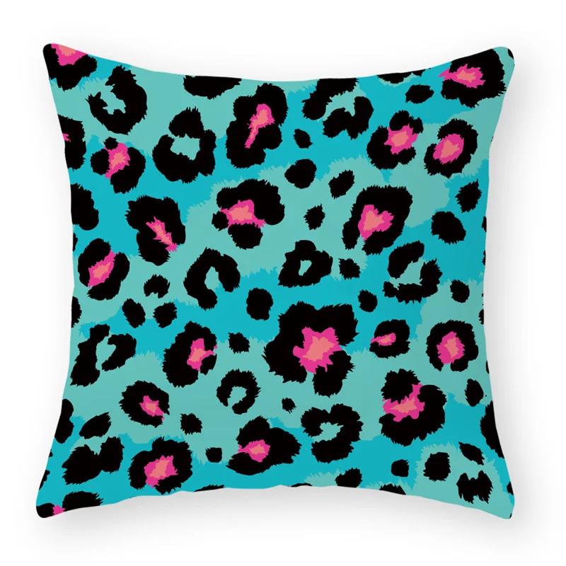 Pillow Throw Cover Home Decoration Living Room Sofa Seat Colorful Leopard Print Polyester Cushion