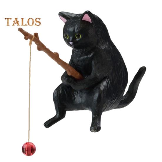 Fishing Cat Figurine Resin Cartoon Kitten Statue Animal Sculpture Home Office Desktop Aquarium Fish Tank Decoration Ornament