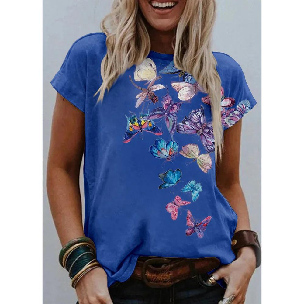 

Літні жіночі футболки з 3D друкованими квітами Модні топи з квітковими принтами Футболки для жінок з короткими рукавами Повсякденний повсякденний стильний одяг 6XL