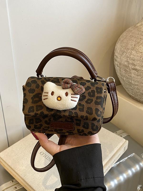 Leopard Print Parent-Child Crossbody Bag: 2025 New Cartoon Cat Design, Mini Phone Holder for Kids