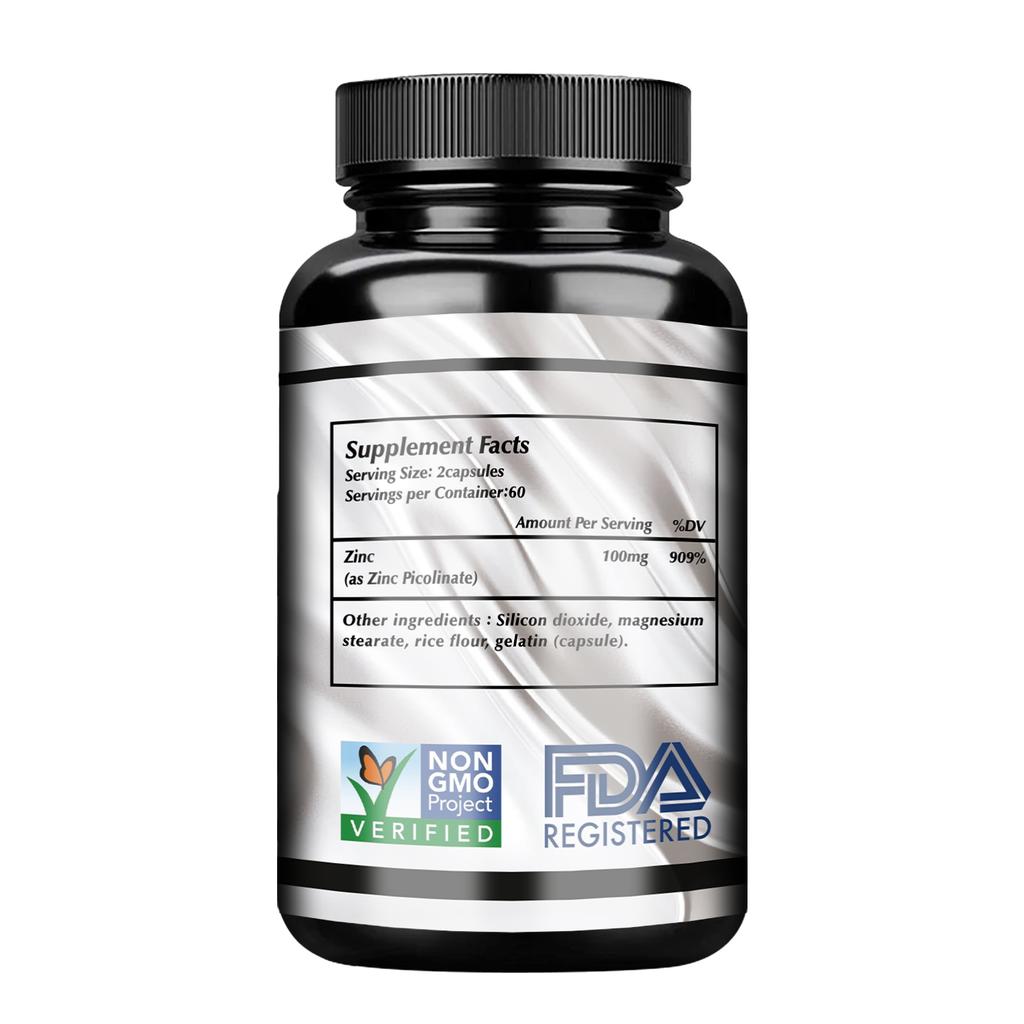 Coolkin Zinc Extract Capsules, 100 Mg Per Serving, non-GMO, Suitable for Both Men and Women, High Absorption Rate.