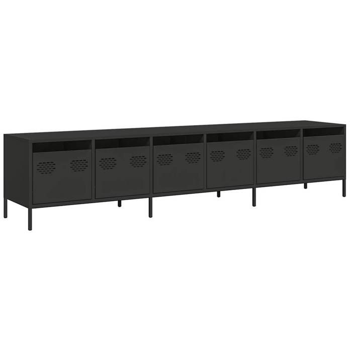 VidaXL TV Cabinet Black 202x39x43.5 Cm Cold-rolled Steel, TV Bench, Metal Furniture, Multimedia Furniture, TV Sideboard, Furniture 3307149
