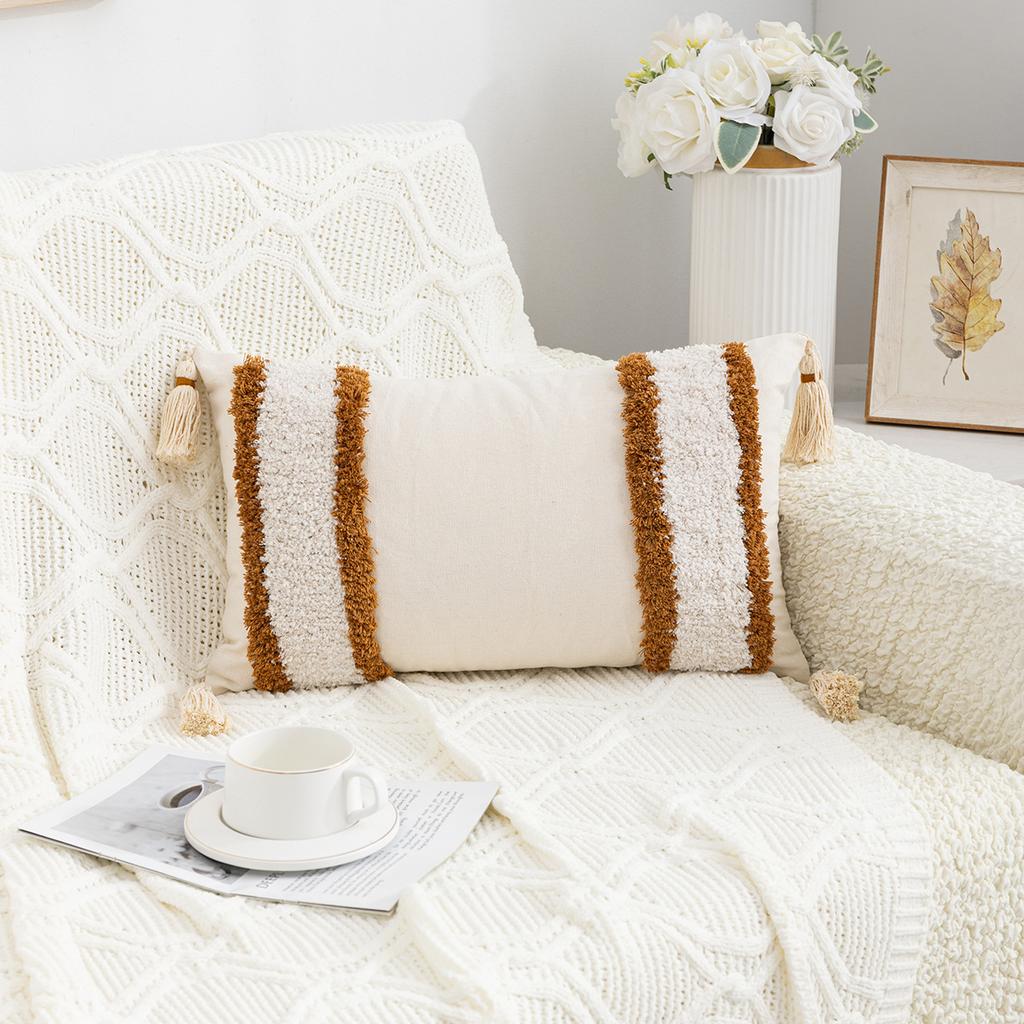 Tufted Tassel Pillow Case Bohemian Home Living Room Sofa Bedroom Tassel Back Cushion Core-Free Premium Durable