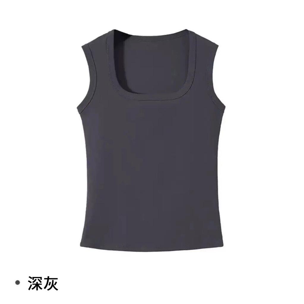 Women's Sleeveless Tank Top Square Neck Casual Slim Fit Camisole Solid Color Wide Strap Ribbed Top