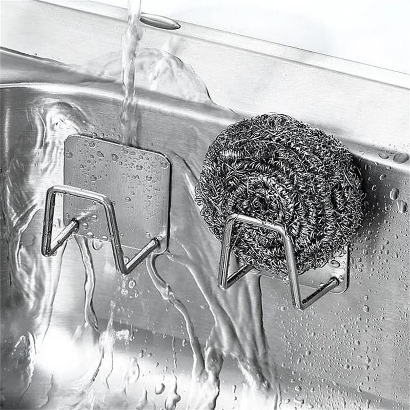 1/2/5/10pcs Stainless Steel Sink Sponge Rack For Sponge Steel Wire Ball Draining Paste The Inner Wall Of The Sink Kitchen