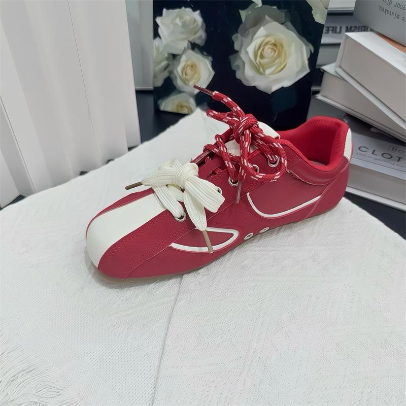 Retro fashion ballet women's autumn double lace-up color matching versatile sports and leisure shoes