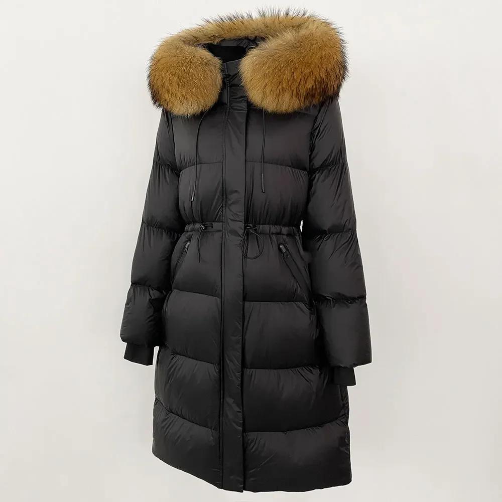 OFTBUY 2024 Winter Jacket Women Natural Real Fox Raccoon Fur Collar Hooded White Duck Down Coat Thick Warm Streetwear Casual