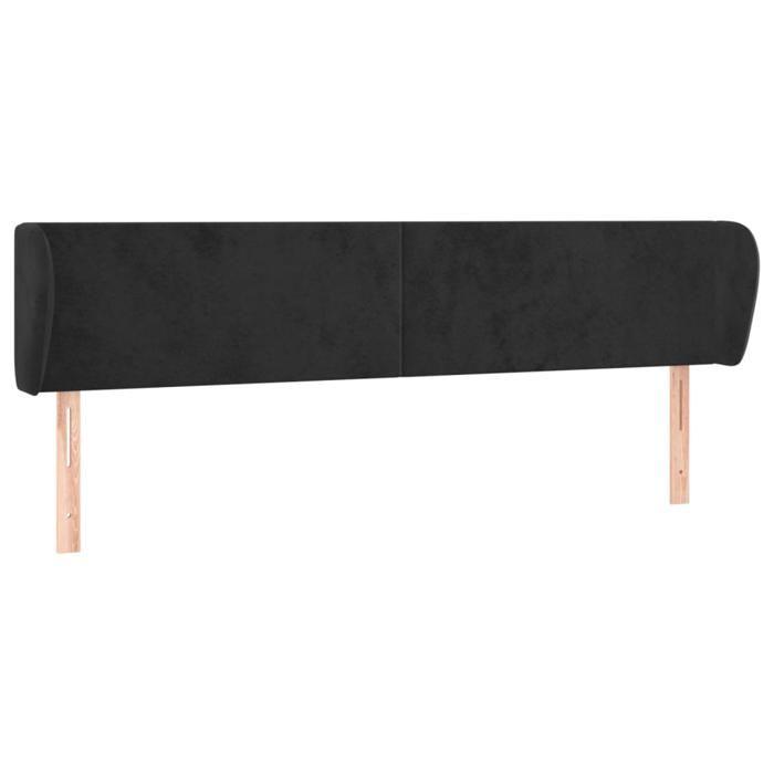 Tête de lit - Maison Exclusive - avec oreilles - Velours noir - Hauteur réglable