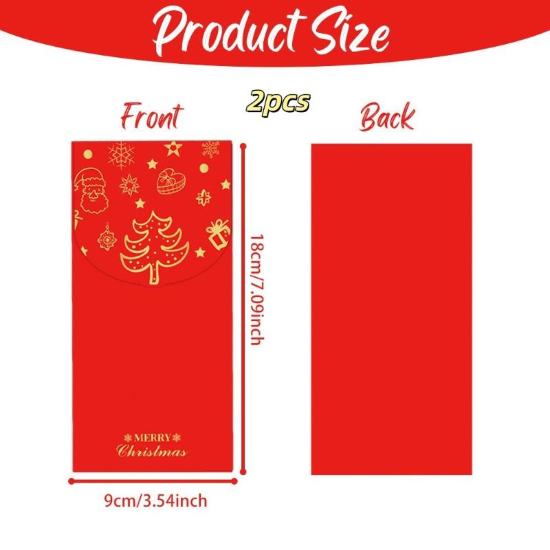 2/5Pcs Gold Foil Designed Red Envelope Bags Christmas Blessing Lucky Money Bags Christmas Party Supplies Happy New Year Gifts