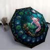 Axolotl Glass Window pattern umbrella, portable and foldable design, 8 ribs, a casual accessory for Halloween, Christmas, and birthday gifts.
