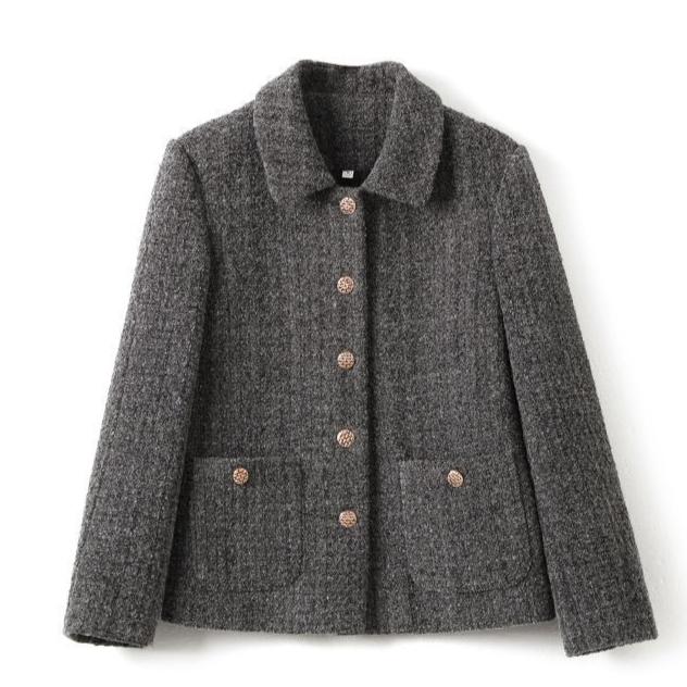 Casual Elegant Short Women's Blazer Jacket Notched Collar Autumn Winter Cotton Added Fashion Retro Style Full Sleeve Coat