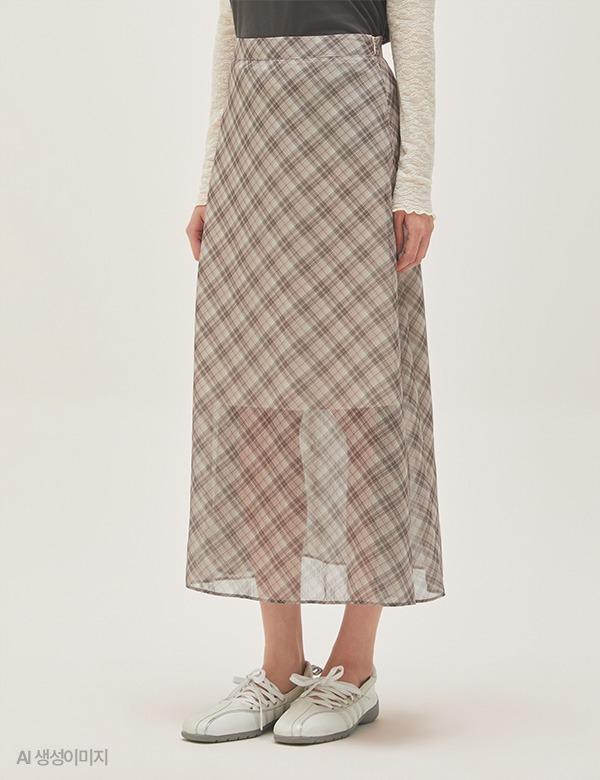 Roem Check Long Skirt Rmwhg24Rt1
