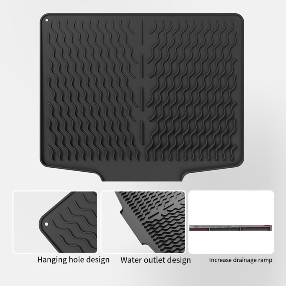 Large Silicone Dish Drying Mat Anti-scald Sink Mat Dish Rack Mat Folding Drainer Mat  Home