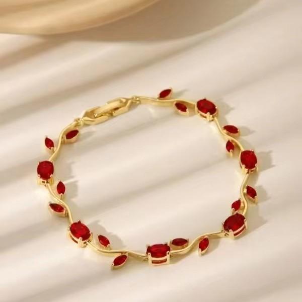 2026 Europeu e Americano Design Simples Forma de Folha Temperamento Nicho Versátil Banhado a Cobre Ouro 18k Cor da Pulseira