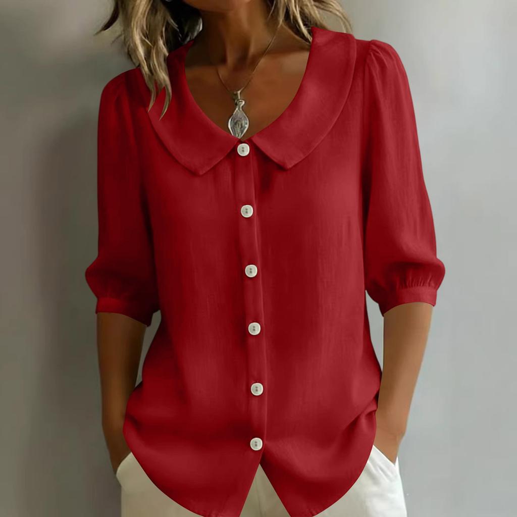 Ladies' Casual And Fashionable Loose V-neck Shirt Top