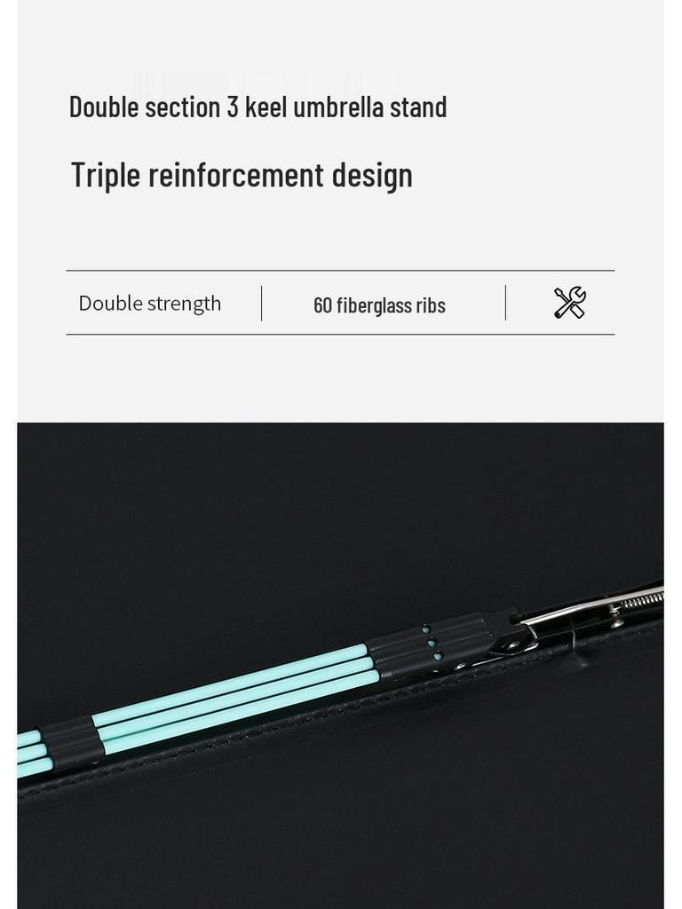 Baodini Windproof Folding Umbrella: 60-Rib, Black Glue Coating, Sun & Rain Protection, Portable & Durable