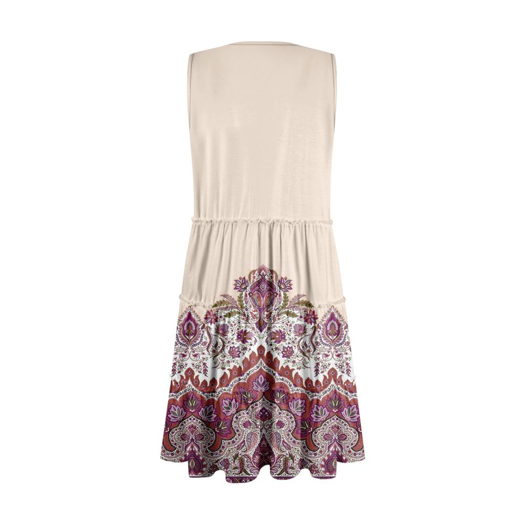 Women's Casual Daily Dating Outing Fashion Print Basic Sleeveless Loose Dress Bohemian Beach Dress Sleeveless Dress