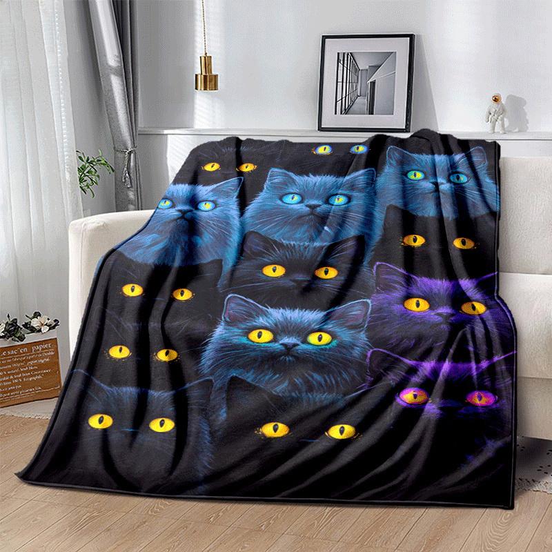 1pc Cat Printing Lightweight Flannel Blanket, Comfortable and Warm Blanket, for Camping Sofa Bed and Couch Office, In All Seasons