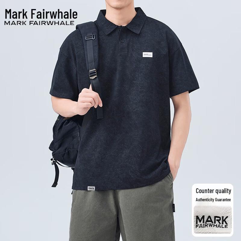 Mark Fairwhale Men s Heavyweight Casual Short Sleeve Polo Shirt 4XL чёрный