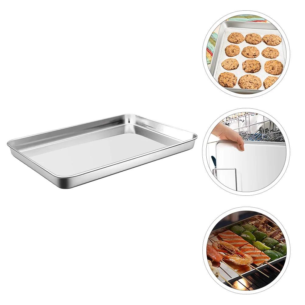 

2 Pcs Stainless Steel Baking Tray Rectangular Baking Dish Premium Baking Pan Restaurant Bakeware Kitchen Pan Dining Bar срібний