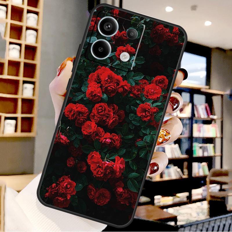 Bright Red Roses Flowers For Xiaomi Redmi Note 14 Pro 9 10 11 12 13 15 Pro Plus Case For Redmi 15 15C 14C 12C 10C 13C