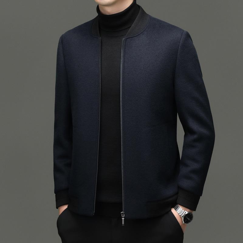 

Hengyuanxiang Men s 100% Pure Wool Double-Faced Coat for Autumn/Winter 2025 - Dad s Wear Jacket 180 темно-синього кольору