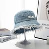 Raw Edge Bucket Hat Denim Blue Sun Protection Hat New Washed Denim Hat  Spring Season