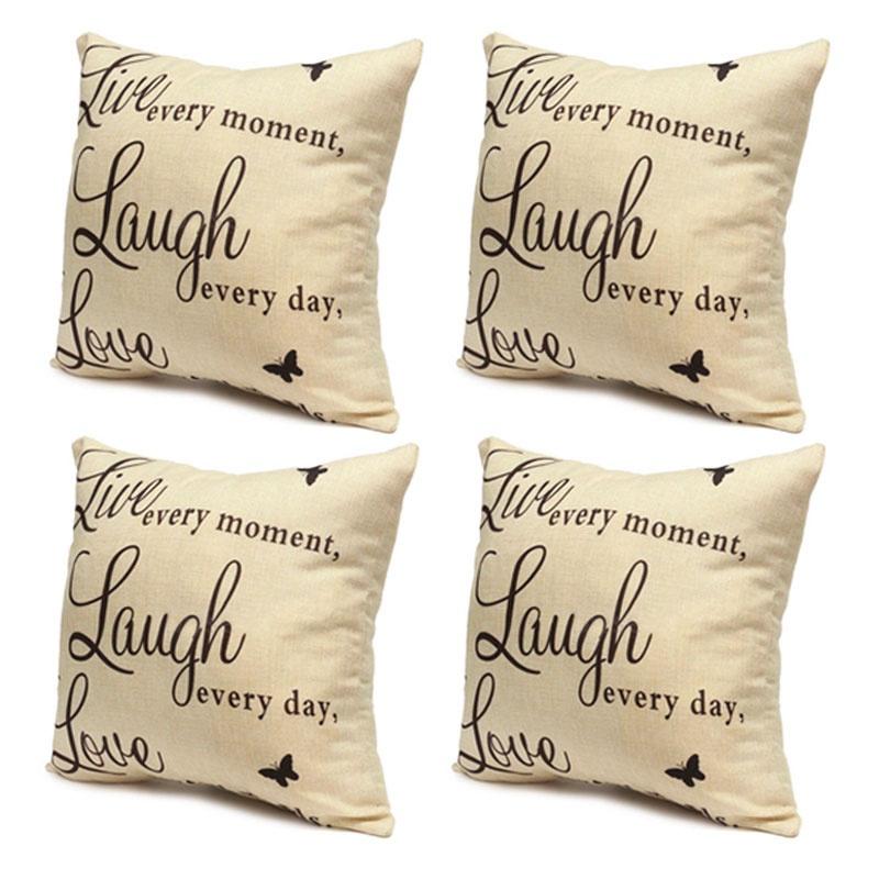 Nieuwe Live Laugh Love Quotes Kussenhoes Woondecoratie Katoenen Linnen Kussensloop