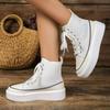 Women Sneakers Lace Up Platform Versatile High Top Comfortable Breathable Vulcanized Shoes Casual Sports Solid Shoe Female 36-43