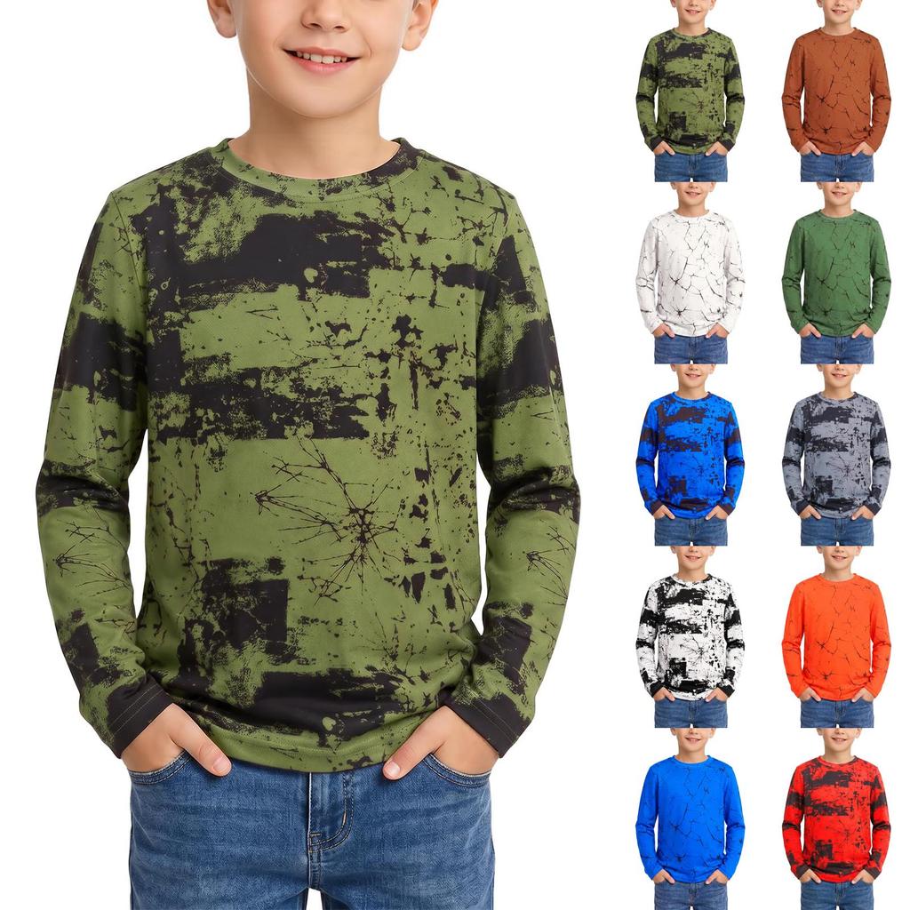 Boys and Girls Camouflage Print Neck Pullover Shirt for Casual and Athletic Wear