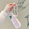 Wave Case For Iphone 15 16 Pro Max 11 12 13 14 Pro Max 16 Plus 7 8 XR X 13 Mini Cover With Wrist Strap Lanyard Rainbow Butterfly
