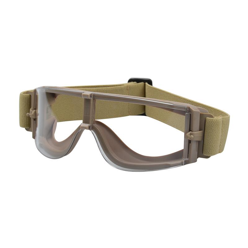

X800Protective goggles, tactical glasses, explosion-proof ballistic goggles, impact-resistant field special forces protective eyewear Khaki frame transparent s