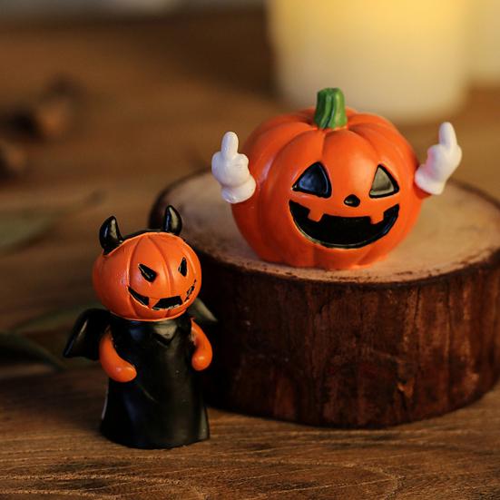 Pumpkin Ornament, 3D Pumpkin Shape Figure, Mini Resin Halloween Decoration for Desktop Micro-Landscapes Parties Window