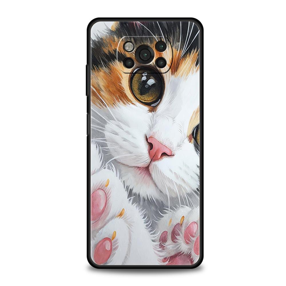 Cute Cat Phone Case Cover  for Xiaomi Poco F7 Ultra F6 F5 F4 F3 X6 X5 X4 X3 NFC C51 C55 M4 GT 5G Soft TPU Shell Fundas Capas Bag