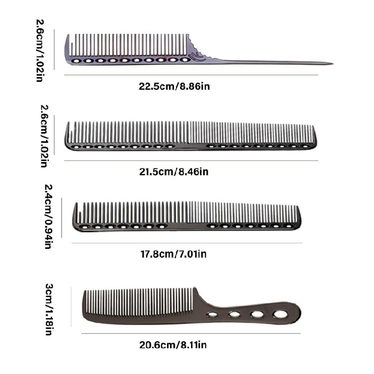Metallkamm, Aluminium Feinzahnkamm, Styling-Frisierkamm, Salon Entwirrungskamm mit Tülle für Damen Herren