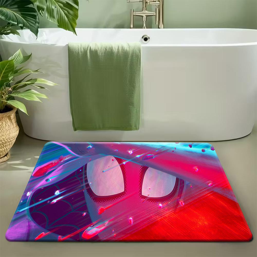 Authorized 1pc Cartoon Printed Rug, Deadpool Red Black Battle Suit Holding Dual Knives Mechanical Drawing Background Pattern E