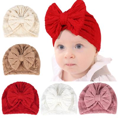 Neugeborenen Baby Mütze 0-6M Prinzessin Schleife Zopfmuster Mütze Frühling Herbst Weiche Baumwolle Nahtlose Beanie für Mädchen Säugling