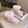 Girls Snow Boots Thick Bottom Shine Rhinestones Winter Children Warm Cotton Shoes with Flowers Kids Princess Boots Anti-Slippery