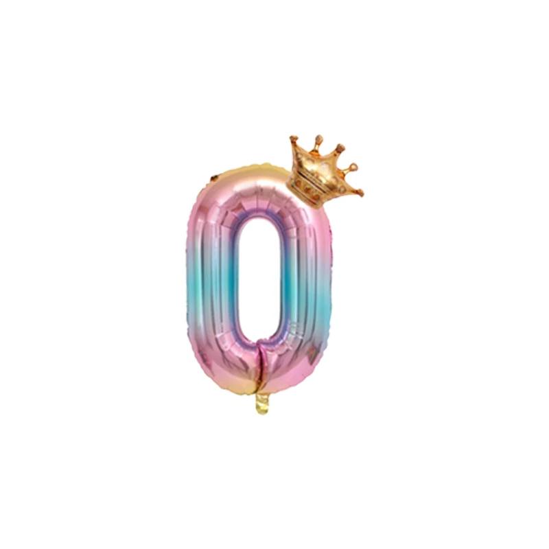 32 Zoll große, rosafarbene Farbverlauf-Kronenballons mit den Zahlen 0-9, Kindergeburtstag, Hochzeit, Partydekoration, Babyparty-Zubehör, Spielzeugbälle