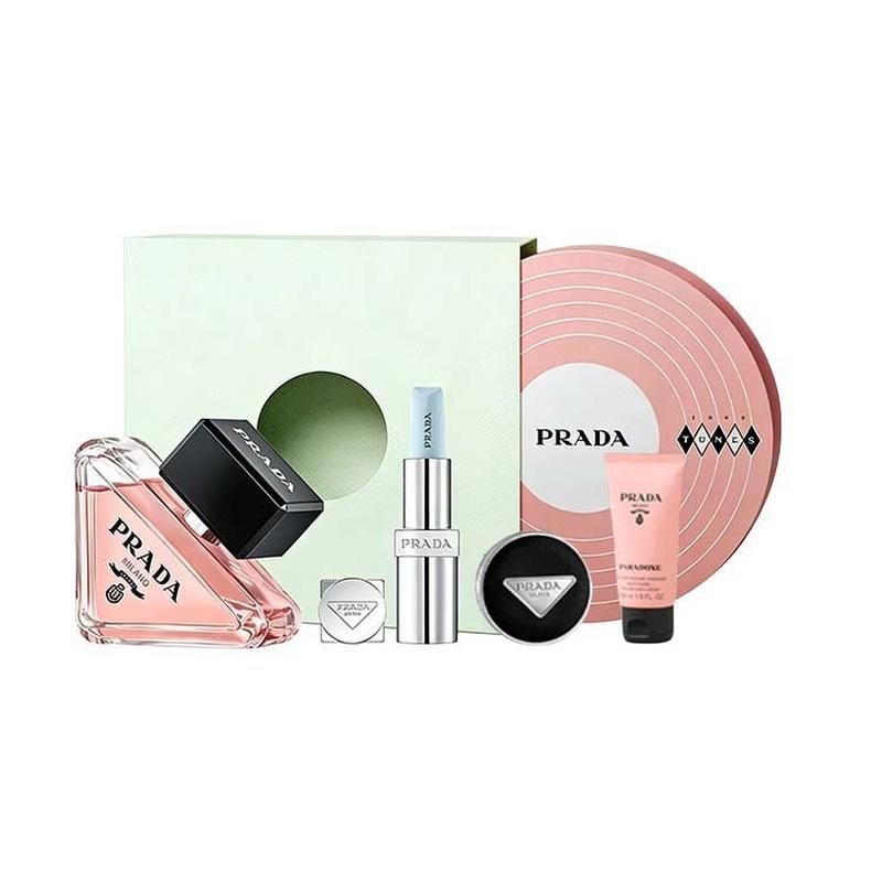 Набор парфюмерии Prada My Unpredictable Light Помада Матовая помада Подарок Парфюм 50 мл + синяя помада #001 + мини-кушон #LN10 + увлажняющий крем 50 мл синий