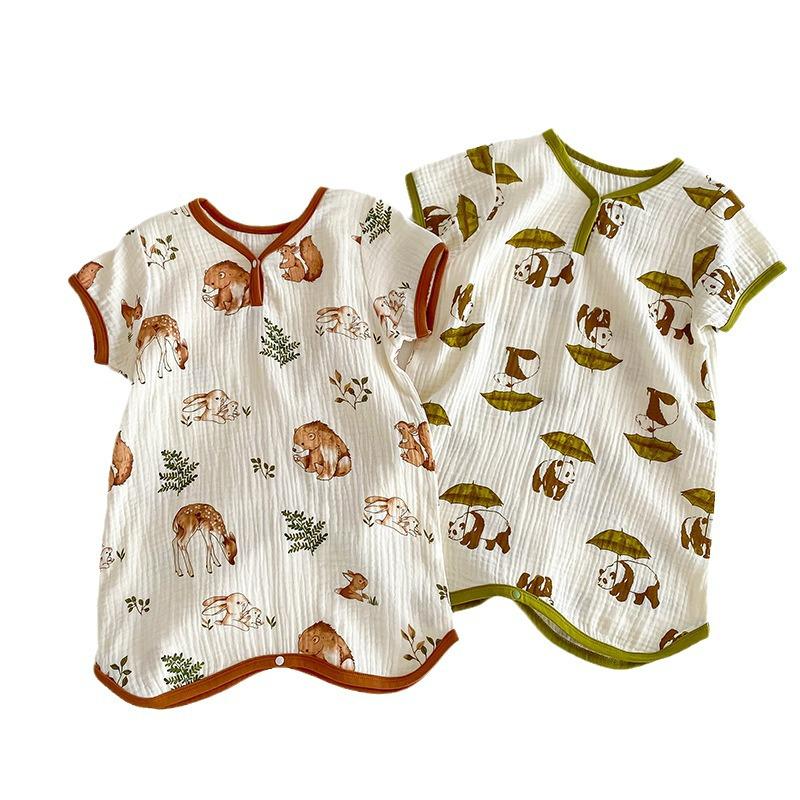 2025 Summer Pure Cotton Baby Sleep Robe: Class A Short Sleeve Gauze Pajamas