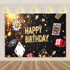 Decorazioni Festa di Compleanno a Tema Carte da Gioco Striscione Sfondo Casinò Dado da Poker Sfondo Scintillante Forniture Oggetti di Scena per Fotografia